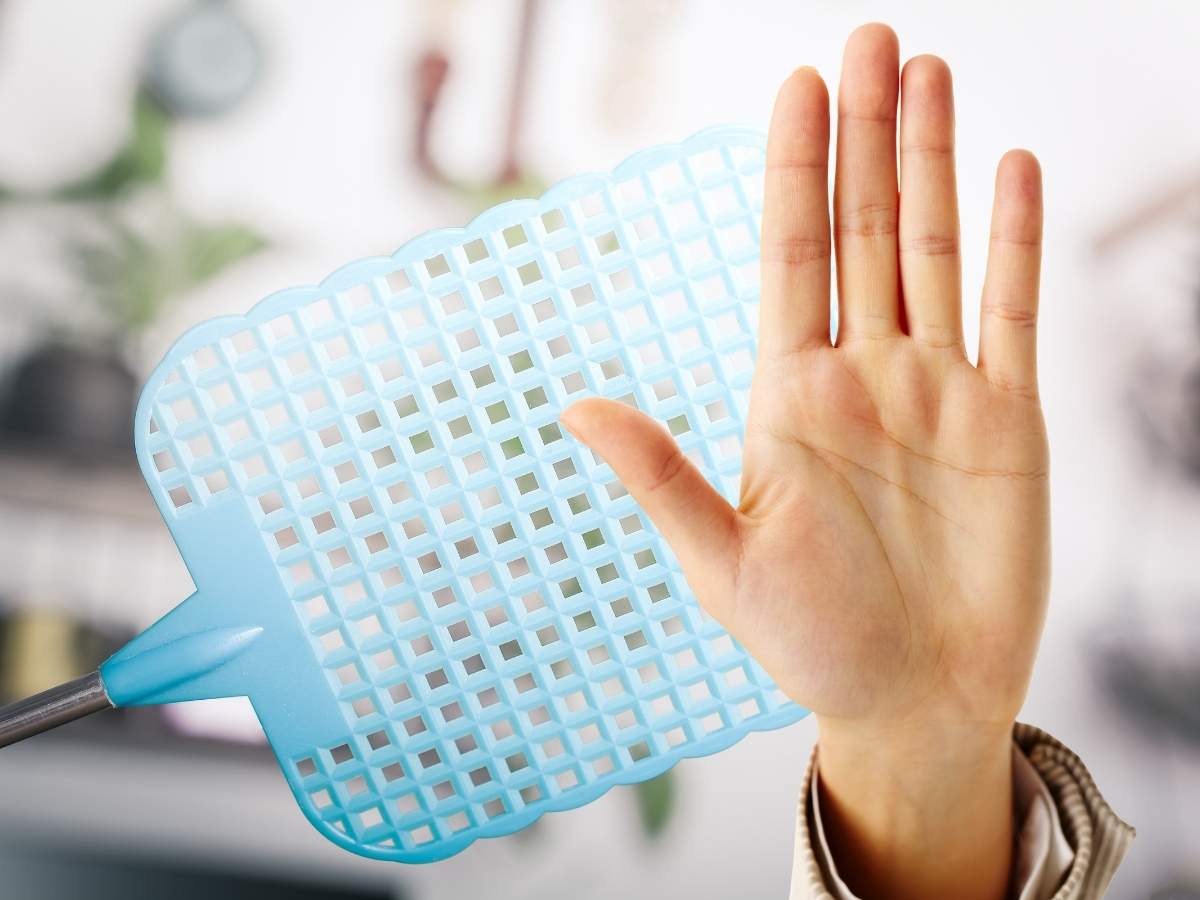 stop con la mano e scaccia mosche