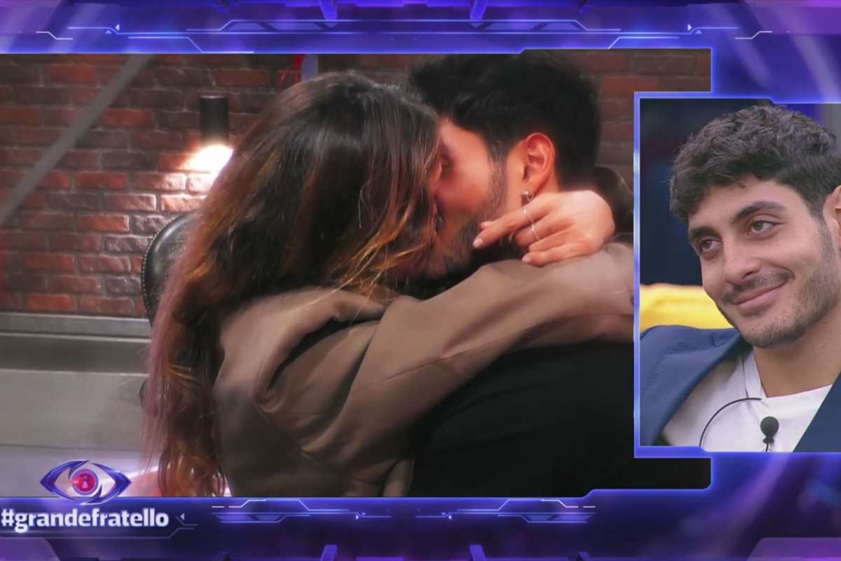 javier e helena si abbracciano e lui guarda da sutdio